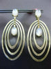 ESTATE LARGE AAA MOON STONE 14KT YELLOW GOLD MULTI OVAL CLIP ON HANGING EARRINGS