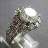 ESTATE LARGE 4.21CT DIAMOND 18K WHITE GOLD OVAL ROUND & BAGUETTE ENGAGEMENT RING