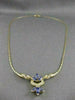 ESTATE 1.50CT DIAMOND TANZANITE 14K YELLOW GOLD SWIRL TWIST NECKLACE 18.5" 45X23
