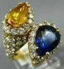 ESTATE LARGE 5.50CT DIAMOND AAA BLUE & YELLOW SAPPHIRE 18K YELLOW GOLD 3D RING