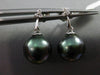 ESTATE .06CT DIAMOND 14KT WHITE GOLD AAA TAHITIAN PEARL 3 STONE HANGING EARRINGS