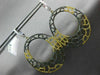 ESTATE EXTRA LARGE 3.68CT WHITE YELLOW & BLACK DIAMOND 18KT YELLOW GOLD EARRINGS