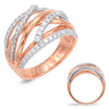 LARGE .68CT DIAMOND 14KT WHITE & ROSE GOLD 3D CLASSIC CRISS CROSS FUN LOVE RING