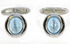ESTATE 4.63CT AAA BLUE TOPAZ 18KT WHITE GOLD 3D ROUND CABOCHON UNISEX CUFFLINKS