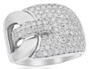 ESTATE LARGE 1.67CT DIAMOND 18KT WHITE GOLD 3D MULTI ROW PAVE LOVE KNOT FUN RING