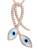.25CT DIAMOND & AAA MOTHER OF PEARL 14KT ROSE GOLD LUCKY DOUBLE EVIL EYE PENDANT