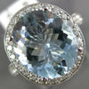 ESTATE LARGE 4.79CT DIAMOND & AAA AQUAMARINE 18K WHITE GOLD OVAL ENGAGEMENT RING