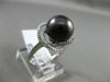 ESTATE LARGE .19CT DIAMOND 14K WHITE GOLD 3D TAHITIAN PEARL FLOWER SOLITARE RING