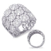 EXTRA LARGE 3.24CT DIAMOND 14KT WHITE GOLD 3D MULTI FLOWER ETOILE FUN LOVE RING