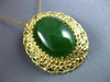 ANTIQUE LARGE AAA GREEN JADE 14K YELLOW GOLD CLASSIC FILIGREE PIN PENDANT #21962