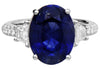 LARGE 7.49CT DIAMOND & AAA SAPPHIRE 18KT WHITE GOLD OVAL ROUND & TRAPEZOID RING