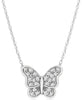 ESTATE .13CT 14KT WHITE GOLD 3D CLASSIC BUTTERFLY LOVE NECKLACE