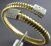 LARGE 1.31CT DIAMOND 14KT 2 TONE GOLD 3D SQUARE PAVE SNAKE CUFF BANGLE BRACELET
