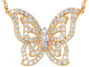 ESTATE .59CT DIAMOND 14KT YELLOW GOLD 3D BUTTERFLY LOVE NECKLACE