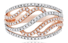 ESTATE WIDE .53CT DIAMOND 14KT ROSE GOLD 3D MULTI WAVE FUN ANNIVERSARY RING