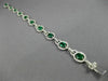 ESTATE WIDE 7.06CT DIAMOND & AAA EMERALD 14KT WHITE GOLD 3D HALO TENNIS BRACELET