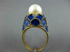 ANTIQUE LARGE BLUE ENAMEL & AAA SOUTH SEA PEARL 14K YELLOW GOLD SHELL RING #2748