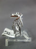 ESTATE .21CT DIAMOND 18KT WHITE GOLD 3D FLOWER TULIP FILIGREE FUN RING