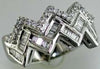 .70CT DIAMOND 14KT WHITE GOLD 3D ROUND & BAGUETTE 2 ROW ZIG ZAG FUN RING