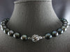 LARGE & LONG .10CT DIAMOND & AAA TAHITIAN PEARL 14K WHITE GOLD 3D NECKLACE 27851