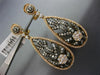 ESTATE LARGE 3.44CT DIAMOND 18K ROSE & BLACK GOLD OPEN FILIGREE HANGING EARRINGS