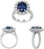 ESTATE 8.72CT DIAMOND & AAA SAPPHIRE PLATINUM OVAL & ROUND PRINCESS DIANA RING