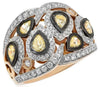 LARGE 1.88CT WHITE & FANCY YELLOW DIAMOND 18K TRI COLOR GOLD PEAR SHAPE FUN RING
