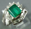 ESTATE 1.53CT DIAMOND & AAA EMERALD 14KT WHITE GOLD BAGUETTE ENGAGEMENT RING 121