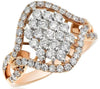 ESTATE 1.19CT DIAMOND 18KT WHITE & ROSE GOLD 3D CLUSTER OVAL LOVE KNOT RING