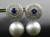 4.70CT DIAMOND & AAA SAPPHIRE & SOUTH SEA PEARL 18KT WHITE GOLD HANGING EARRINGS