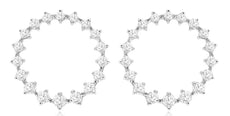 .60CT DIAMOND 14KT WHITE GOLD 3D CIRCLE OF LIFE GRADUATING HOOP HANGING EARRINGS