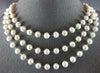 ESTATE LARGE 925 SILVER AAA PEARL 3D 3 STRAND CLASSIC LOVE NECKLACE #HSTAR-306