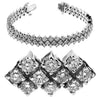 LARGE 10.0CT DIAMOND 14KT WHITE GOLD 3 ROW DIAGONAL V SHAPE LOVE TENNIS BRACELET