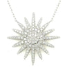 ESTATE LARGE 1.39CT DIAMOND 18KT WHITE GOLD SUNBURST FLOWER STAR LOVE NECKLACE