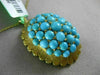 ANTIQUE LARGE AAA TURQUOISE 18KT YELLOW GOLD 3D LEAF CLUSTER SUN BURST PENDANT