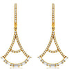 .69CT DIAMOND 14K YELLOW GOLD ROUND & BAGUETTE TRIANGULAR FUN HANGING EARRINGS