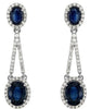 LARGE 4.92CT DIAMOND & AAA SAPPHIRE 14K WHITE GOLD OVAL & ROUND HANGING EARRINGS