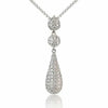 ESTATE .65CT DIAMOND 18KT WHITE GOLD 3D TEAR DROP ROUND CLUSTER FLOATING PENDANT