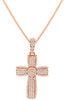 ESTATE LARGE .54CT DIAMOND 14KT ROSE GOLD CROSS MULTI ROW PAVE FLOATING PENDANT