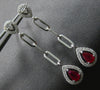 .78CT DIAMOND & AAA RUBY 14K WHITE GOLD PEAR SHAPE & ROUND HALO HANGING EARRINGS