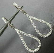 ESTATE .90CT DIAMOND 18KT WHITE GOLD 3D CLASSIC OPEN TEAR DROP HANGING EARRINGS