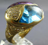 EXTRA LARGE 9.66CT DIAMOND & AAA AMETHYST & BLUE TOPAZ 14K YELLOW GOLD OVAL RING