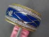WIDE .46CT DIAMOND & BLUE ENAMEL 18K YELLOW GOLD FLOWER MULTI WAVE ETERNITY RING