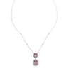 13.21CT DIAMOND & AAA KUNZITE 18K WHITE GOLD EMERALD CUT & ROUND FLOWER NECKLACE