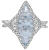 LARGE 3.56CT DIAMOND & AAA WHITE & BLUE TOPAZ 14KT WHITE GOLD CRISS CROSS RING