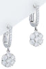 ESTATE 1.2CT DIAMOND 14K WHITE GOLD 3D CLASSIC FLOWER LEVERBACK HANGING EARRINGS