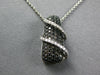 ESTATE 1.0CT WHITE & BLACK DIAMOND 14KT WHITE GOLD GRADUATING WAVE FUN PENDANT