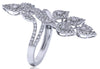 ESTATE EXTRA LARGE 2.24CT DIAMOND 14K WHITE GOLD MULTI LEAF CRISS CROSS FUN RING