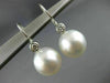 ESTATE LARGE .20CT DIAMOND & AAA SOUTH SEA PEARL 18K WHITE GOLD HANGING EARRINGS