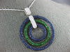 LARGE 4.32CT DIAMOND & AAA SAPPHIRE & TSAVORITE 18KT WHITE GOLD CIRCULAR PENDANT